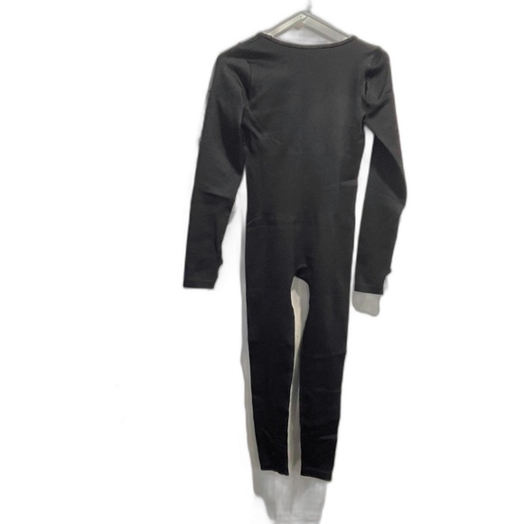 Women Workout Seamless Jumpsuit Yoga Ribbed  Long Sleeve Leggings Romper - Picture 6 of 9